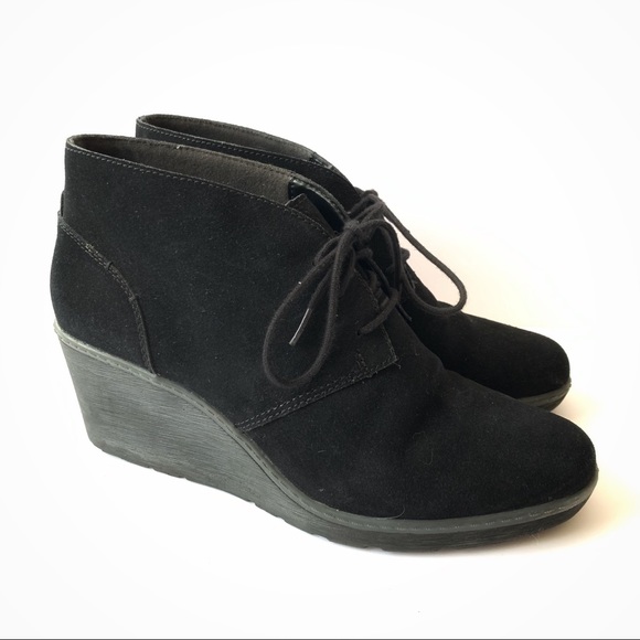 clarks black wedge ankle boots